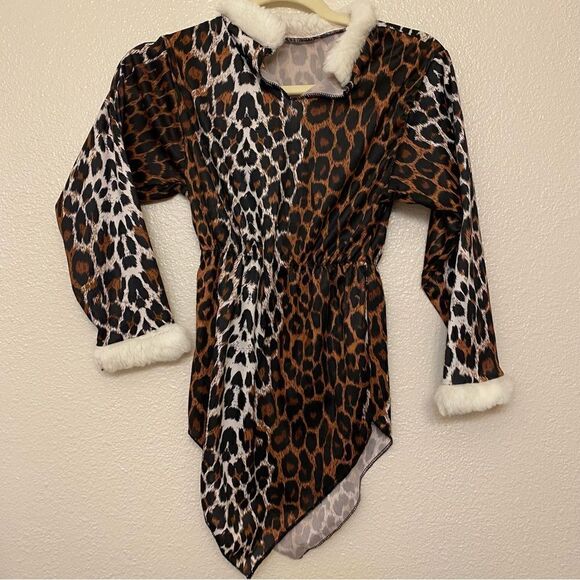 Girls Leopard Print Cavegirl flintstones Halloween Costume Dress medium 8/10 - Picture 2 of 8